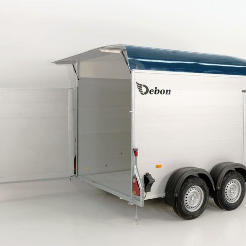 Debon Kofferanhänger C500 164x300cm H:200cm 2,0t, Alu, Polybug, Tür, blau-Neu