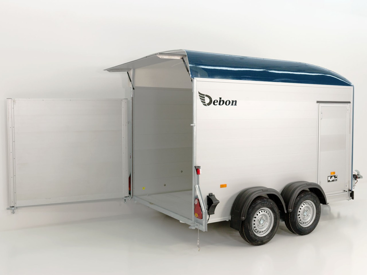 Debon Kofferanhänger C500 164x300cm H:200cm 2,0t, Alu, Polybug, Tür, blau-Neu