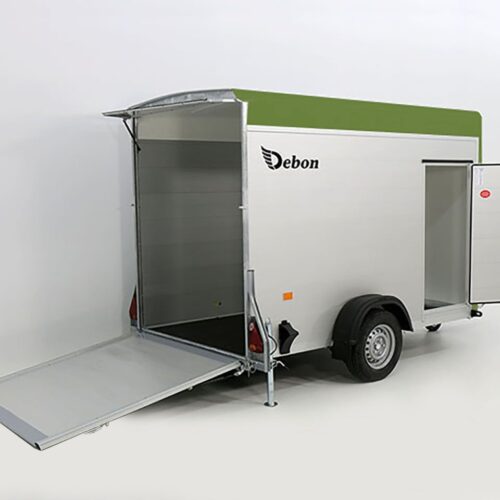 Debon Kofferanhänger C300 148x295cm H:190cm 1,3t Alu, Polybug, Tür, olivgrün-Neu