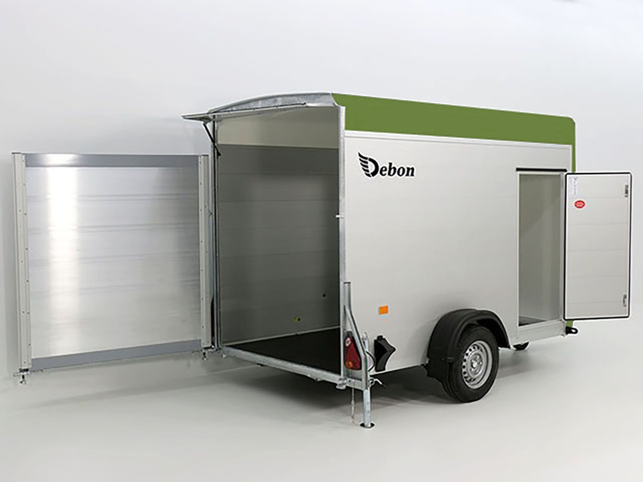 Debon Kofferanhänger C300 148x295cm H:190cm 1,3t Alu, Polybug, Tür, olivgrün-Neu – Bild 2