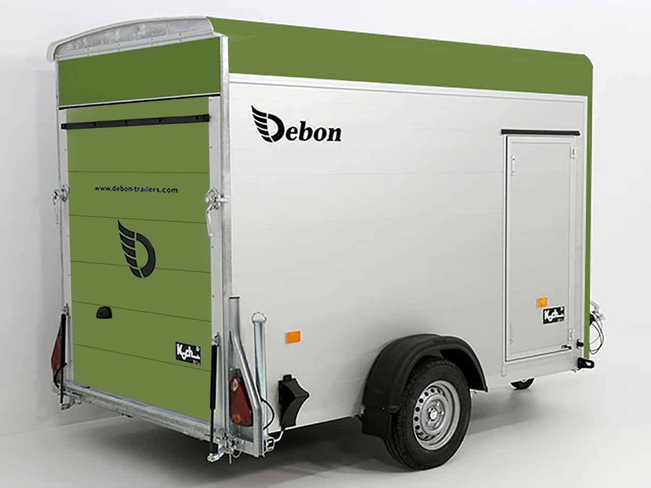 Debon Kofferanhänger C300 148x295cm H:190cm 1,3t Alu, Polybug, Tür, olivgrün-Neu – Bild 3