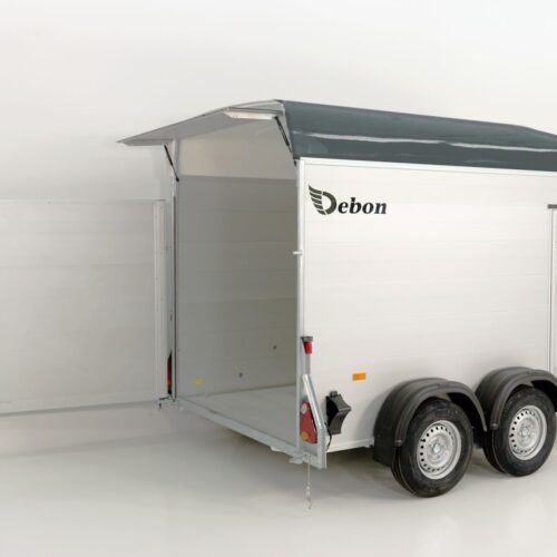 Debon Kofferanhänger C500 164x300cm H:200cm 2,6t, Alu, Polybug, Tür, grau-Neu