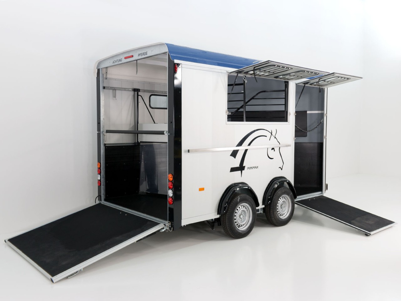 Cheval Liberte Pferdeanhänger Maxi 3, 3 Pferde, Pullmann 2 Fahrwerk, blau-Neu