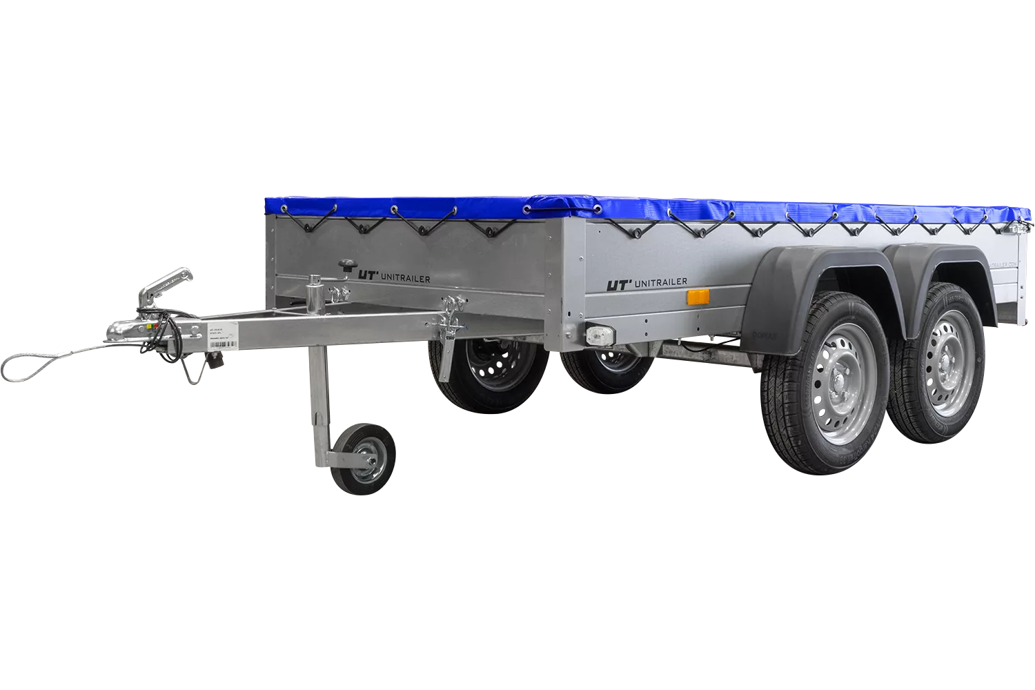 Garden Trailer 264/2 Kipp Mit Stützrad, Planenträger Und Blauer Flachplane-Neu