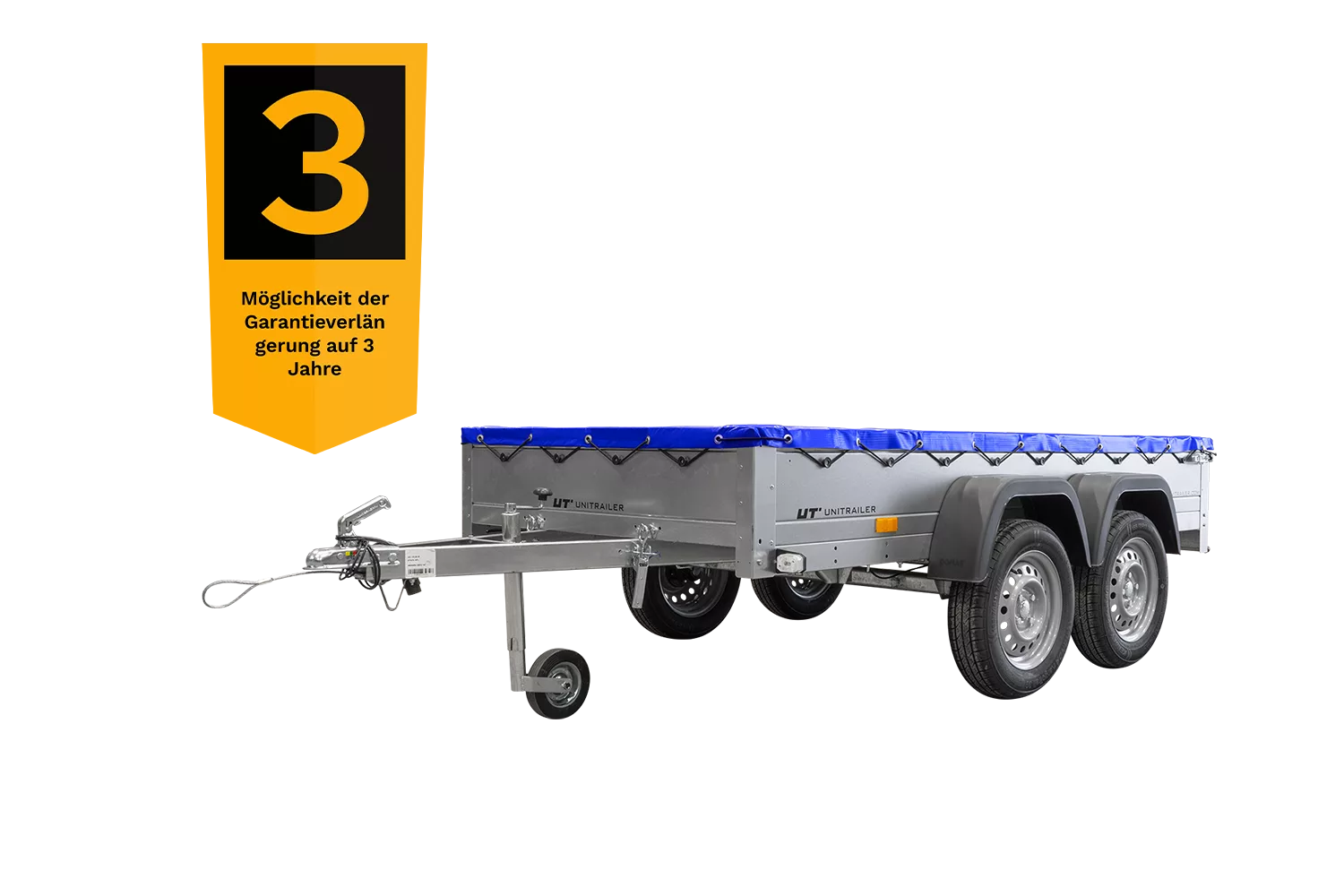 Garden Trailer 264/2 Kipp Mit Stützrad, Planenträger Und Blauer Flachplane-Neu – Bild 2