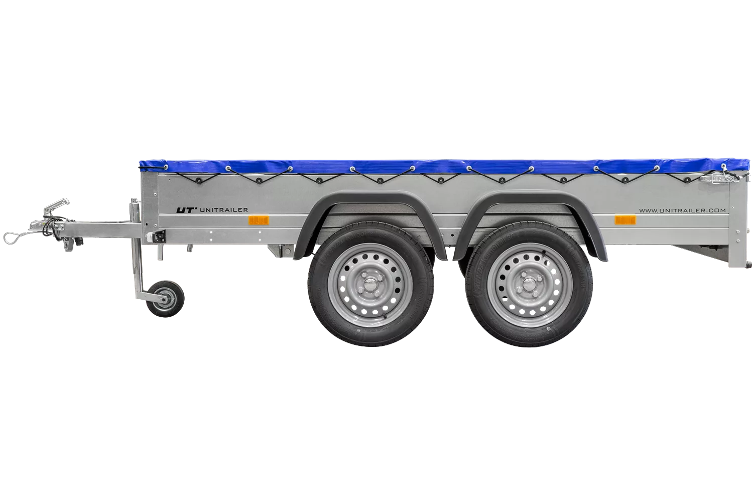 Garden Trailer 264/2 Kipp Mit Stützrad, Planenträger Und Blauer Flachplane-Neu – Bild 3