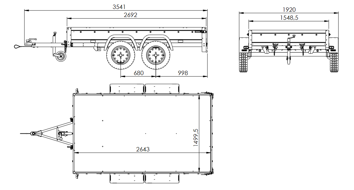 Zweiachsanhänger 264×150 Unitrailer Garden Trailer 265/2 KIPP-Neu – Bild 2